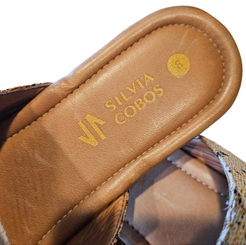 NEW! SILVIA COBOS Milonga Speckled Print Tassel Slip On Mules 8. - Picture 7 of 8